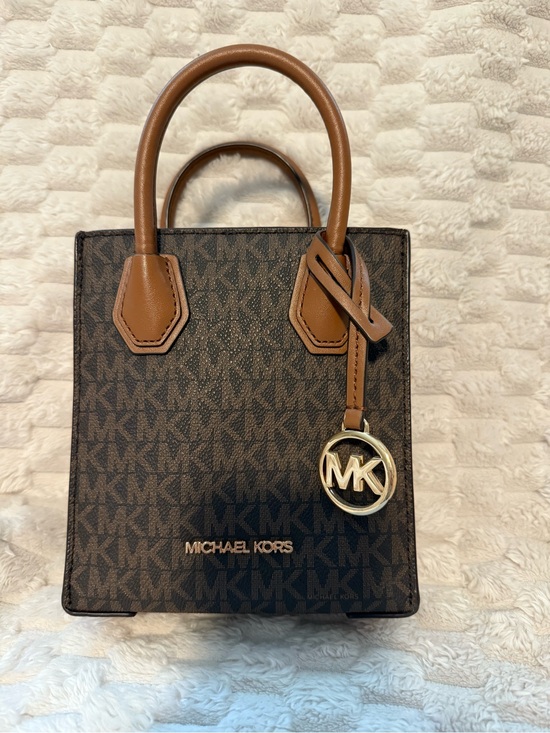 Michael Kors Handbags - Michael Kors Brown Tan MK Signature Structured Mini Tote